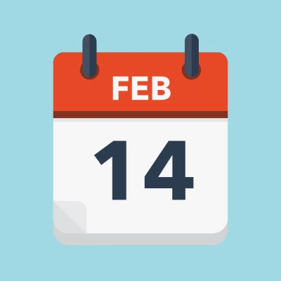 Calendar icon showing 14th February