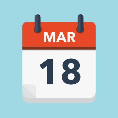 Calendar icon showing 18th March